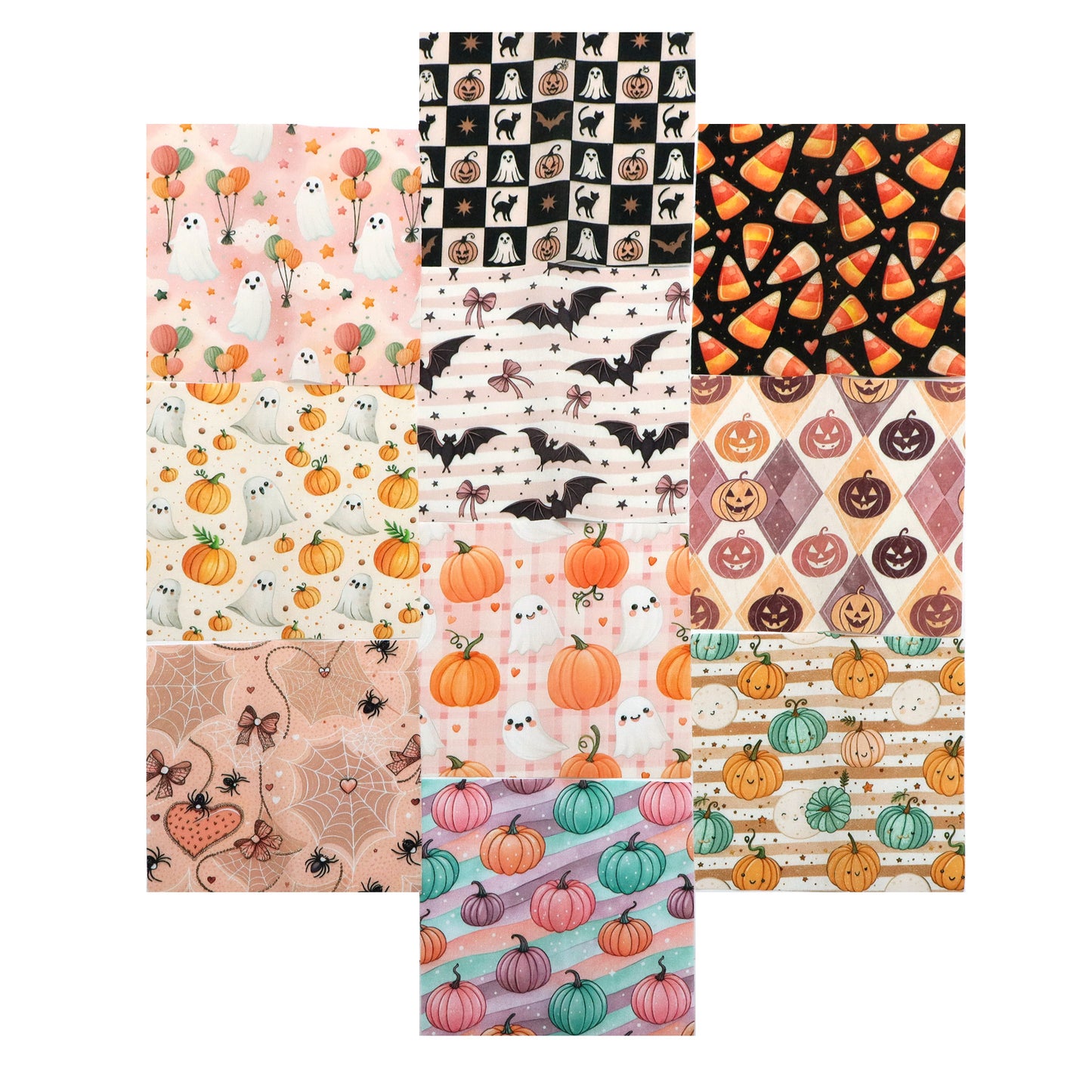 10Pc/Set Halloween Series Skull Cat Pumpkin Plaid Fat Quarter Fabric, Pre-Cut Square Fabric Assort, Fabric Set, Craft Fabric, Handmade DIY Patchwork Fabric,Home Quilting Sewing Fabric, Packaging Fabric, Scrapbooking Craft Hobbyist