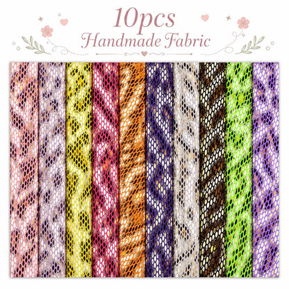 10pcs Vintage Snake Pattern Metallic Jelly Roll Fabric Strips 2.5X19.7inch Pre-Cut 100% Polyester For Patchwork Quilts, Table Runners, Placemats, Tote Bags, Storage Pouches, Makeup Bags, Coasters, Quilt Blocks & Binding