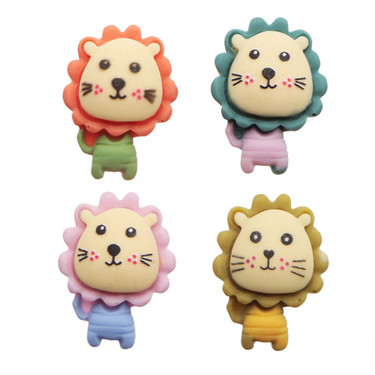 5Pcs Mix Color Lions Frosted 3d Resin Cabochon Charms For Diy Jewelry Accessories, Mobile Phone Case, Hairpin Jewelry, Handmade Materials