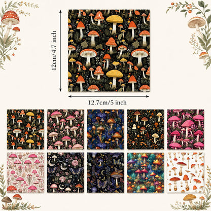 10Pc/Set Mushroom Series Flower Butterfly Cat Strawberry Moon Fat Quarter Fabric, Pre-Cut Square Fabric Assort, Fabric Set, Craft Fabric, Handmade DIY Patchwork Fabric,Home Quilting Sewing Fabric, Packaging Fabric, Scrapbooking Craft Hobbyist