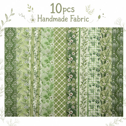 10pcs Vintage Green Floral Pattern Jelly Roll Fabric Strips 2.5X19.7inch Pre-Cut 100% Polyester For Patchwork Quilts, Table Runners, Placemats, Tote Bags, Storage Pouches, Makeup Bags, Coasters, Quilt Blocks & Binding