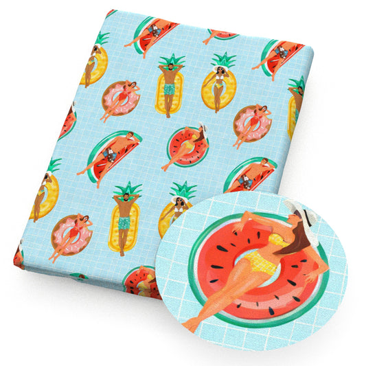 donuts girl summer watermelon pineapple plaid grid fabric