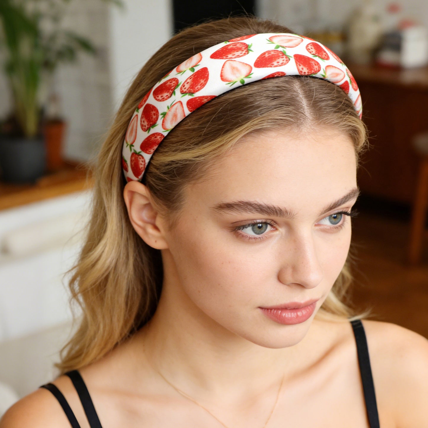 strawberry satin high cranial hairband