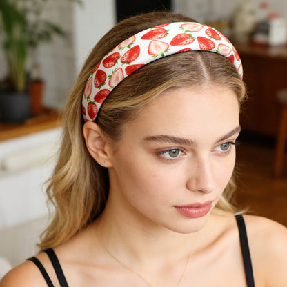 strawberry satin high cranial hairband