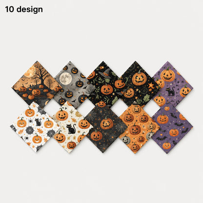 10pcs Charm Pack Set Halloween Pumpkin Holly Snow Pattern Vintage Style Handmade DIY with Rich Color and Texture Elements 100% Polyester Patchwork in 10 Design Styles Suitable for Patchwork DIY Craft Projects DIY Wallet Making Gift Giving Bag Making Mothe