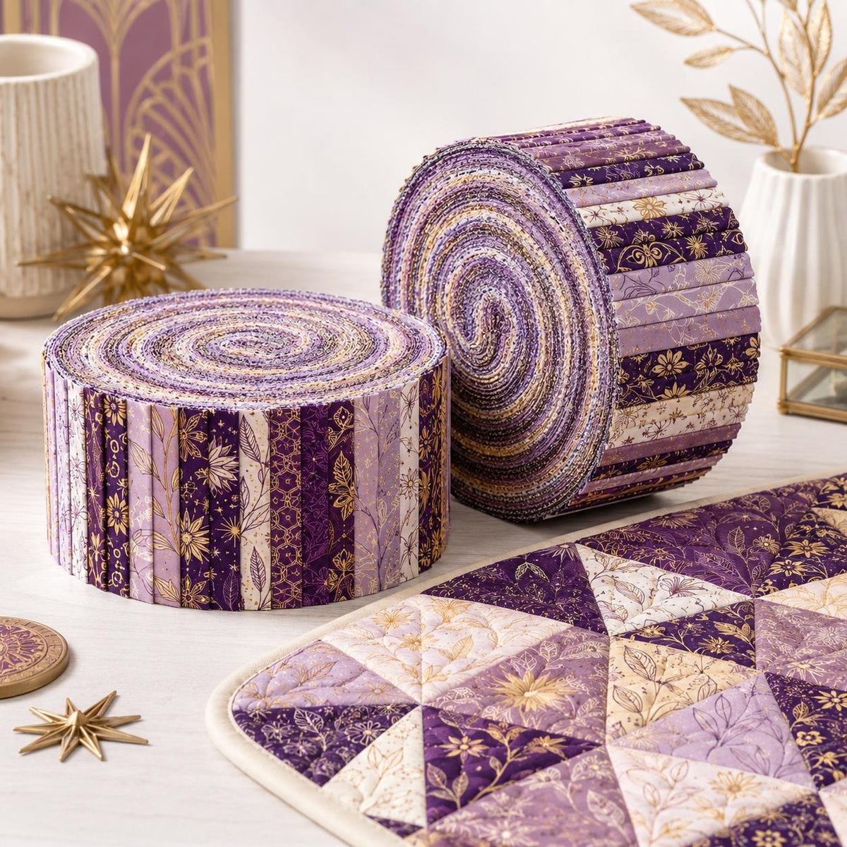 10pcs Vintage Floral Leaf Pattern Jelly Roll Fabric Strips 2.5X19.7inch Pre-Cut 100% Polyester For Patchwork Quilts, Table Runners, Placemats, Tote Bags, Storage Pouches, Makeup Bags, Coasters, Quilt Blocks & Binding