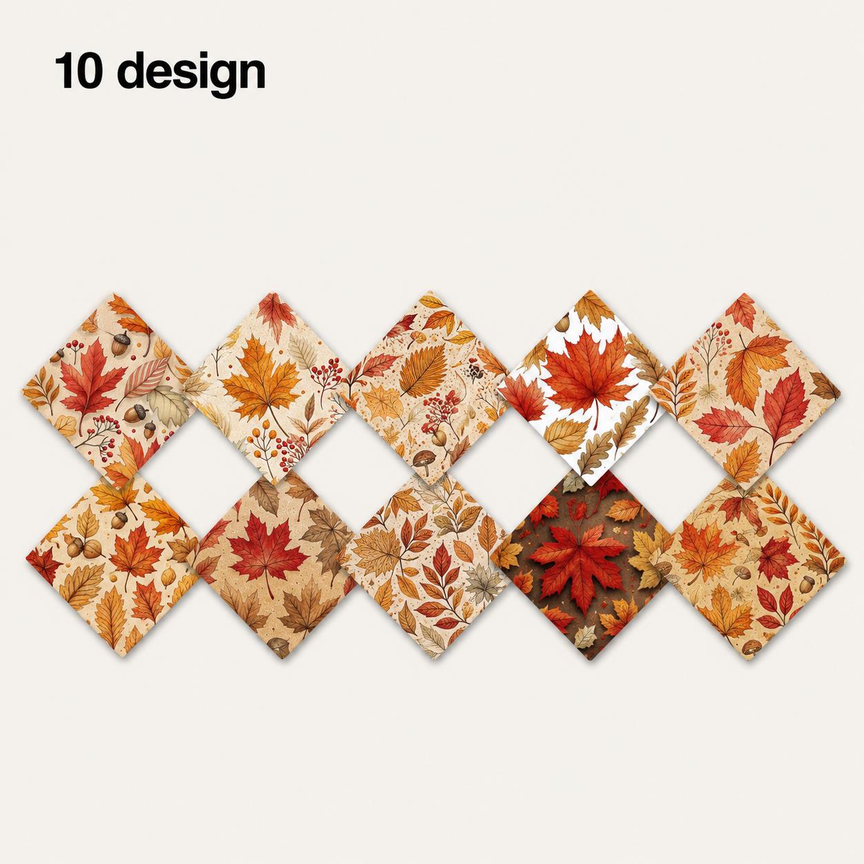 10Pc/Set Fall Autumn Series Maple Leaf  Pinecones Fat Quarter Fabric, Pre-Cut Square Fabric Assort, Fabric Set, Craft Fabric, Handmade DIY Patchwork Fabric,Home Quilting Sewing Fabric, Packaging Fabric, Scrapbooking Craft Hobbyist