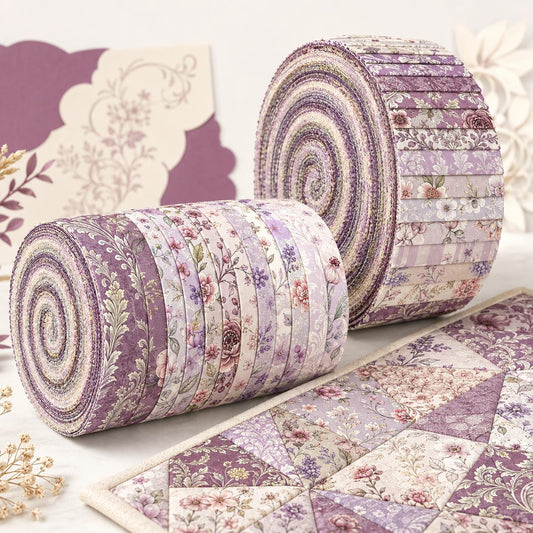 10pcs Vintage Floral Burgundy Pattern Jelly Roll Fabric Strips 2.5X19.7inch Pre-Cut 100% Polyester For Patchwork Quilts, Table Runners, Placemats, Tote Bags, Storage Pouches, Makeup Bags, Coasters, Quilt Blocks & Binding