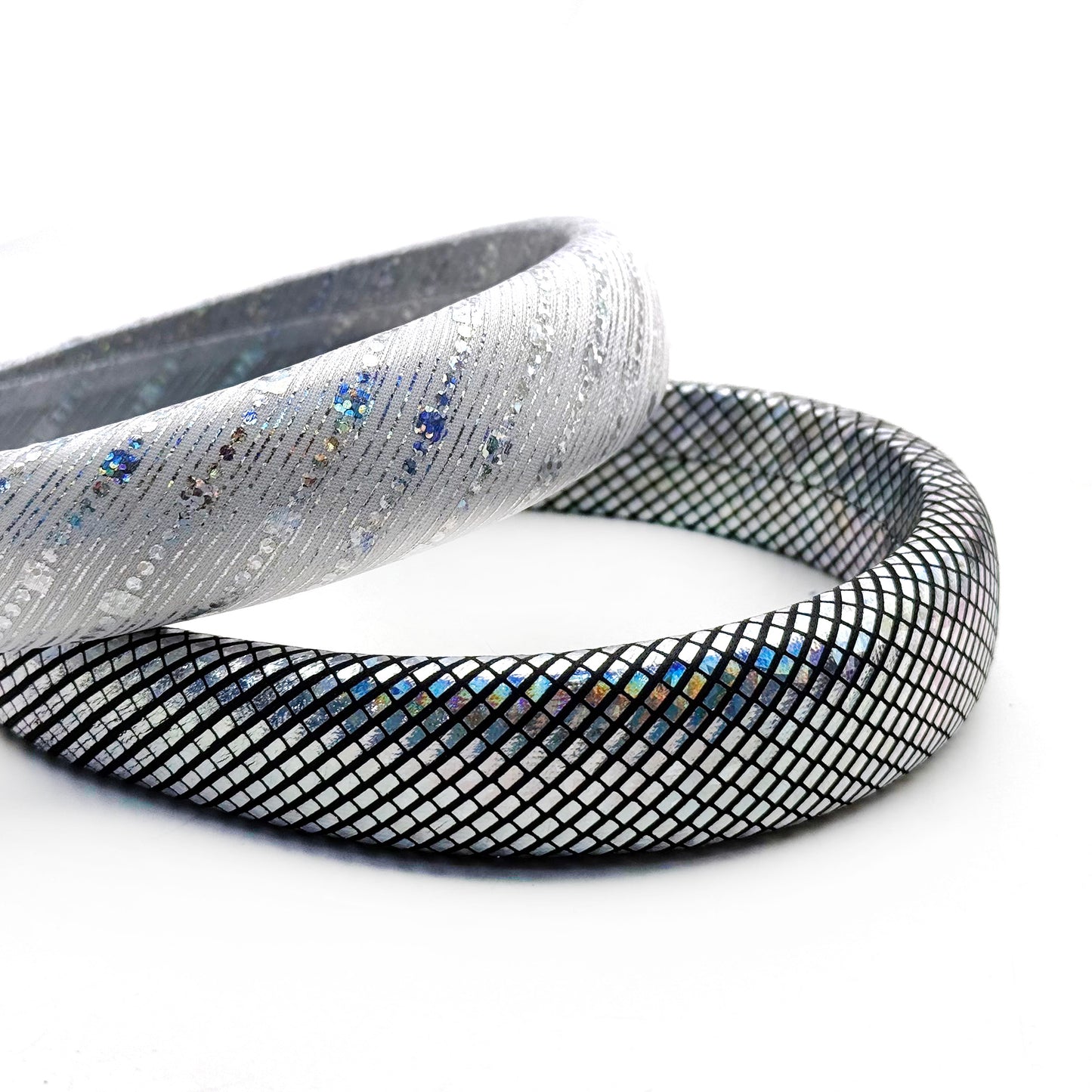plaid grid Holographic Laser Crochet Headband