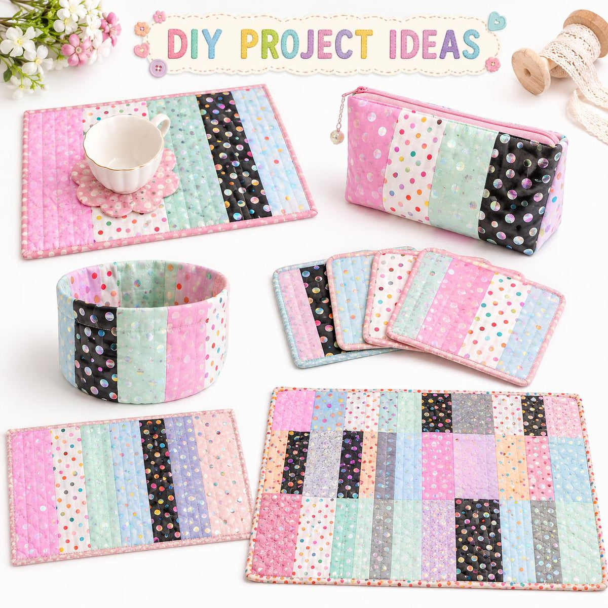 10Pc/Set, Making 10 Images 1pc Each, Each Size: 6.3*50cm Mesh Gauze Dot Series Sliced Fabric Set Style Combination, Polyester Jelly Roll Fabric Strips, Pre-Cut Quilting Squares, For Quilting DIY, Handicrafts And Sewing, Blankets, Rugs, Interior Decoration