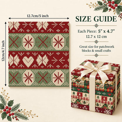 10Pc/Set Christmas Series Stripe Heart Plaid Holly Pinecones Fat Quarter Fabric, Pre-Cut Square Fabric Assort, Fabric Set, Craft Fabric, Handmade DIY Patchwork Fabric,Home Quilting Sewing Fabric, Packaging Fabric, Scrapbooking Craft Hobbyist