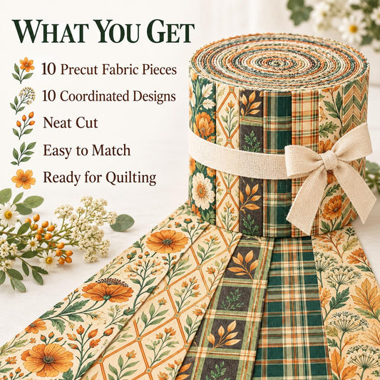 10pcs Vintage Plaid Floral Pattern Jelly Roll Fabric Strips 2.5X19.7inch Pre-Cut 100% Polyester For Patchwork Quilts, Table Runners, Placemats, Tote Bags, Storage Pouches, Makeup Bags, Coasters, Quilt Blocks & Binding