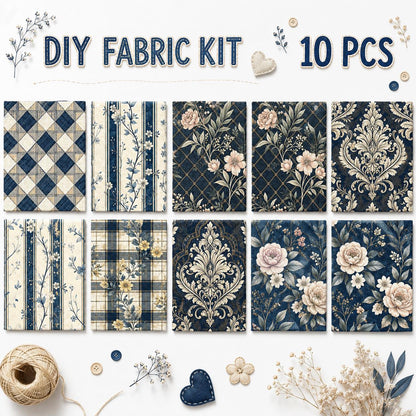 10pcs Charm Pack Set Floral Plaid Pattern Vintage Style Pattern Handmade DIY with Rich Color and Texture Elements 100% Polyester Patchwork in 10 Design Styles Suitable for Patchwork DIY Craft Projects DIY Wallet Making Gift Giving Bag Making