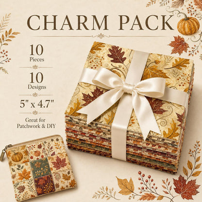 10pcs Charm Pack Set Maple leaf Pumpkin Autumn Vintage Style Pattern Handmade DIY with Rich Color and Texture Elements 100% Polyester Patchwork in 10 Design Styles Suitable for Patchwork DIY Craft Projects DIY Wallet Making Gift Giving Bag Making Mother's