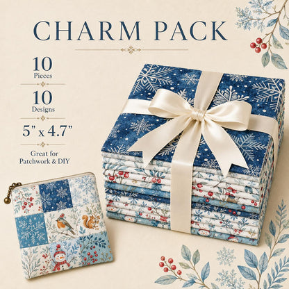 10Pc/Set Christmas Series Bird Squirrel Leaves Fat Quarter Fabric, Pre-Cut Square Fabric Assort, Fabric Set, Craft Fabric, Handmade DIY Patchwork Fabric,Home Quilting Sewing Fabric, Packaging Fabric, Scrapbooking Craft Hobbyist