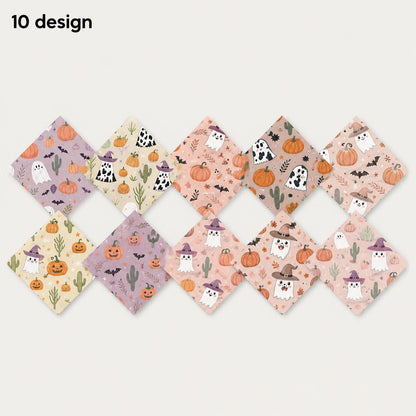 10Pc/Set Halloween Series Skull Pumpkin Cactus Bat Fat Quarter Fabric, Pre-Cut Square Fabric Assort, Fabric Set, Craft Fabric, Handmade DIY Patchwork Fabric,Home Quilting Sewing Fabric, Packaging Fabric, Scrapbooking Craft Hobbyist