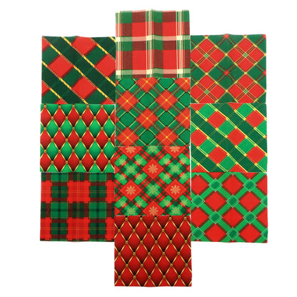 10Pc/Set Christmas Series Plaid Rhombus Fat Quarter Fabric, Pre-Cut Square Fabric Assort, Fabric Set, Craft Fabric, Handmade DIY Patchwork Fabric,Home Quilting Sewing Fabric, Packaging Fabric, Scrapbooking Craft Hobbyist