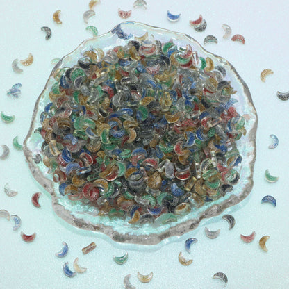 20Pcs Glitter Moon Resin Beads for Jewelry Making DIY Bracelet Necklace Chain Earrings Charm Decors For Nail Art Design Crafts Jewelry Accessories