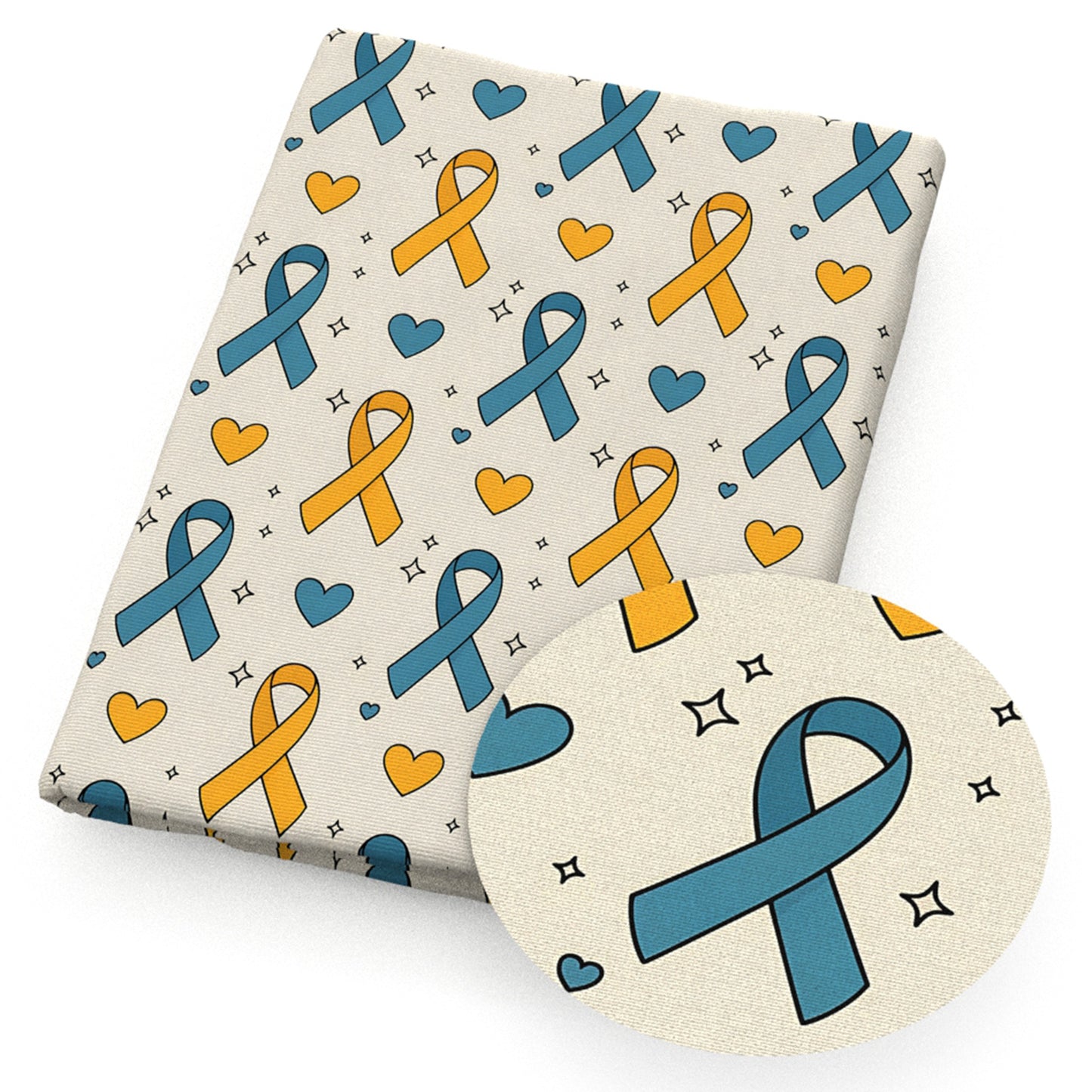 heart love star starfish breast cancer fabric
