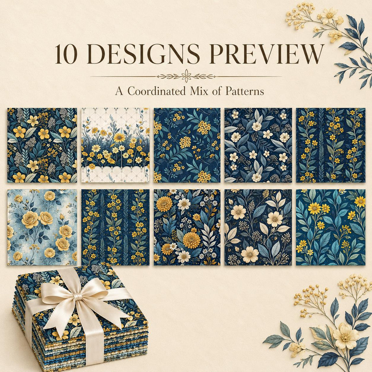 10Pc/Set Flower Series Fat Quarter Fabric, Pre-Cut Square Fabric Assort, Fabric Set, Craft Fabric, Handmade DIY Patchwork Fabric,Home Quilting Sewing Fabric, Packaging Fabric, Scrapbooking Craft Hobbyist