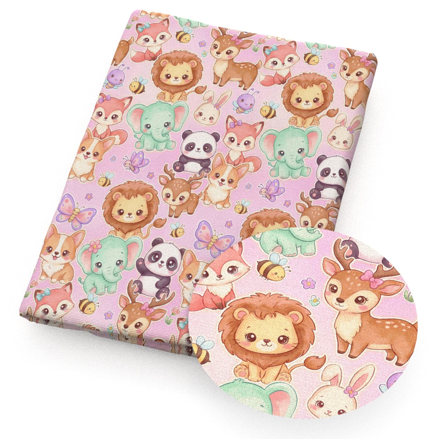 elephant fox panda butterfly bee deerreindeer giraffe fabric