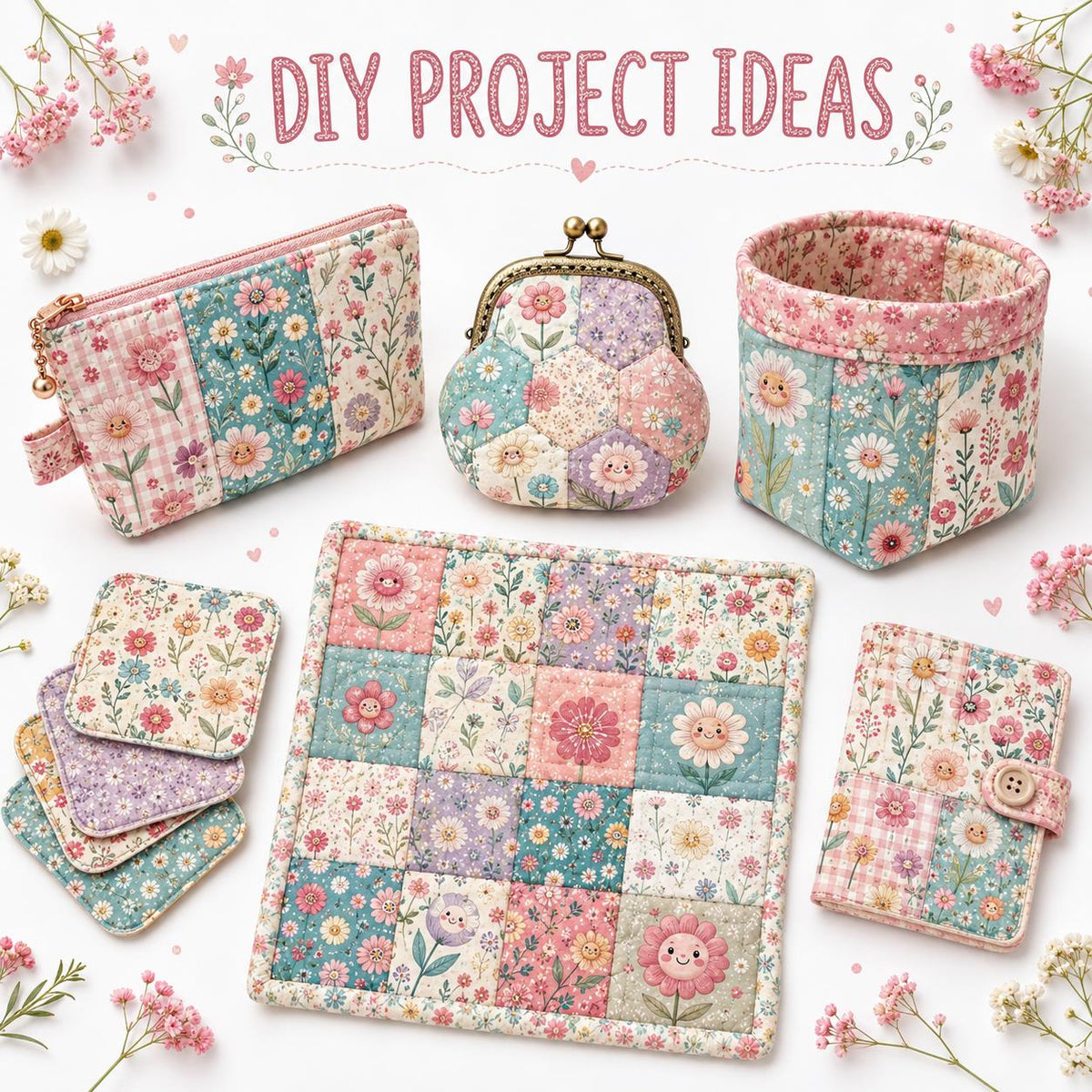 10pcs Charm Pack Set Floral Pattern Vintage Style Handmade DIY with Rich Color and Texture Elements 100% Polyester Patchwork in 10 Design Styles Suitable for Patchwork DIY Craft Projects DIY Wallet Making Gift Giving Bag Making Mother's Day Gift
