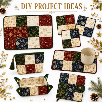 10pcs Charm Pack Set Christmas Holly Snow Pattern Vintage Style Handmade DIY with Rich Color and Texture Elements 100% Polyester Patchwork in 10 Design Styles Suitable for Patchwork DIY Craft Projects DIY Wallet Making Gift Giving Bag Making Mother's Day