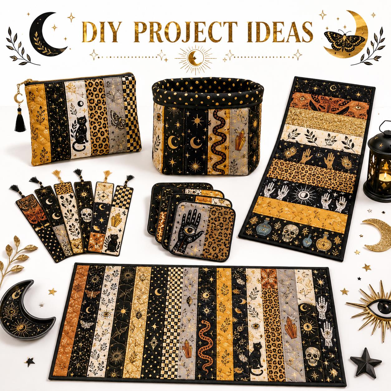 20pcs Skull Hand Black Series Jelly Roll Sliced Fabric Strips 2.5X19.7inch Delicate Printed Multi-Color 100% Polyester for DIY Handmade Patchwork, Table Runners, Placemats, Tote Bags, Storage Pouches, Makeup Bags, Coasters, Quilt Blocks & Binding Pre-cut