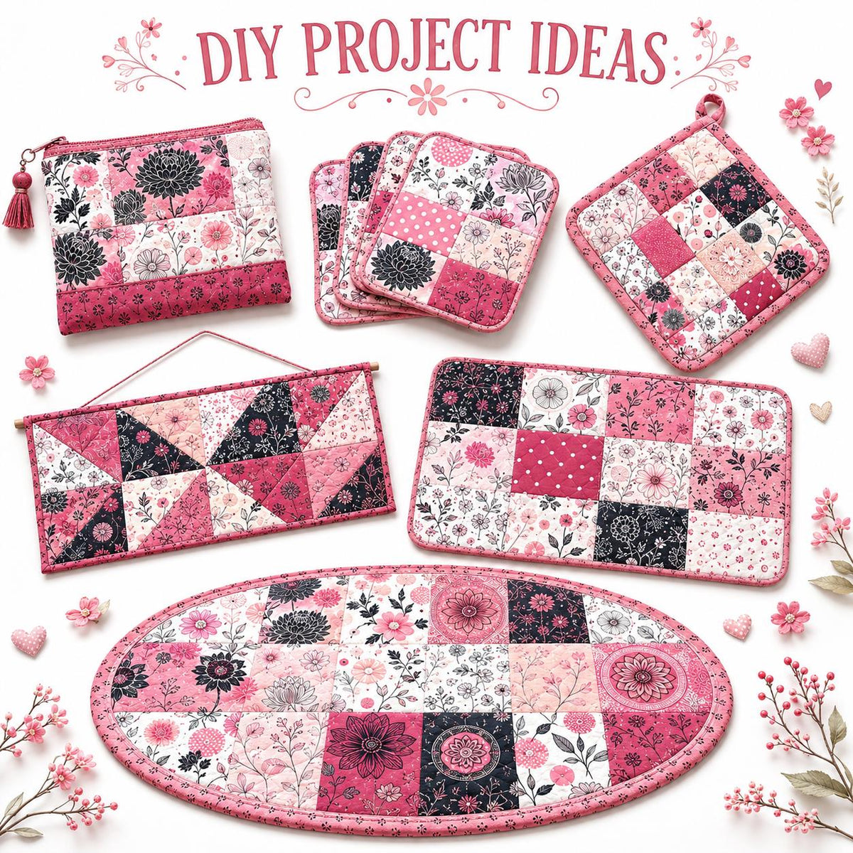 10Pc/Set Flower Dot Series Fat Quarter Fabric, Pre-Cut Square Fabric Assort, Fabric Set, Craft Fabric, Handmade DIY Patchwork Fabric,Home Quilting Sewing Fabric, Packaging Fabric, Scrapbooking Craft Hobbyist