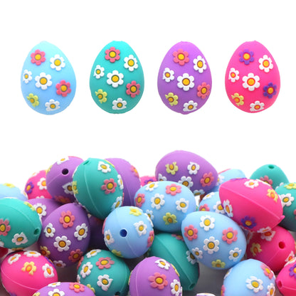 1pc Charming Chicken Eggs Flowers Silicone Plastic Beads, Focal Pendants Beads for DIY Beading & Jewelry Making, Keychains, and Bag Accessories,Beads & Bead Assortments Easter Decorations