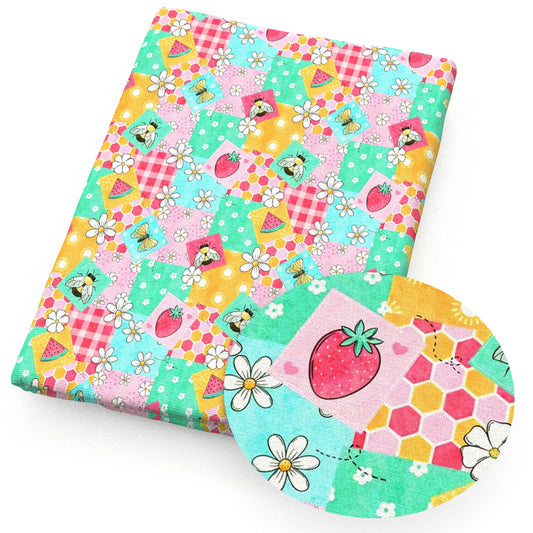 strawberry bee plaid grid fabric