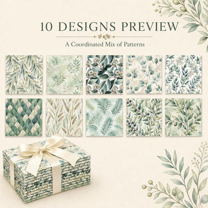 10Pc/Set Blue Leaves Series Fat Quarter Fabric, Pre-Cut Square Fabric Assort, Fabric Set, Craft Fabric, Handmade DIY Patchwork Fabric,Home Quilting Sewing Fabric, Packaging Fabric, Scrapbooking Craft Hobbyist