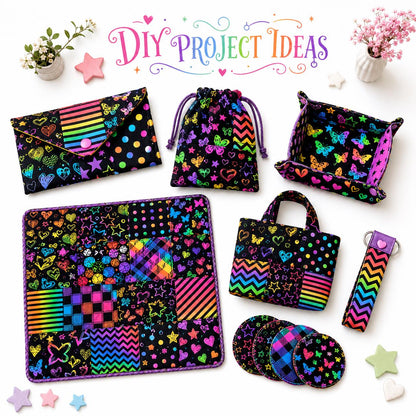 10Pc/Set Black SerieS Stripe Butterfly Dot Plaid Star Valentine's Day Fat Quarter Fabric, Pre-Cut Square Fabric Assort, Fabric Set, Craft Fabric, Handmade DIY Patchwork Fabric,Home Quilting Sewing Fabric, Packaging Fabric, Scrapbooking Craft Hobbyist