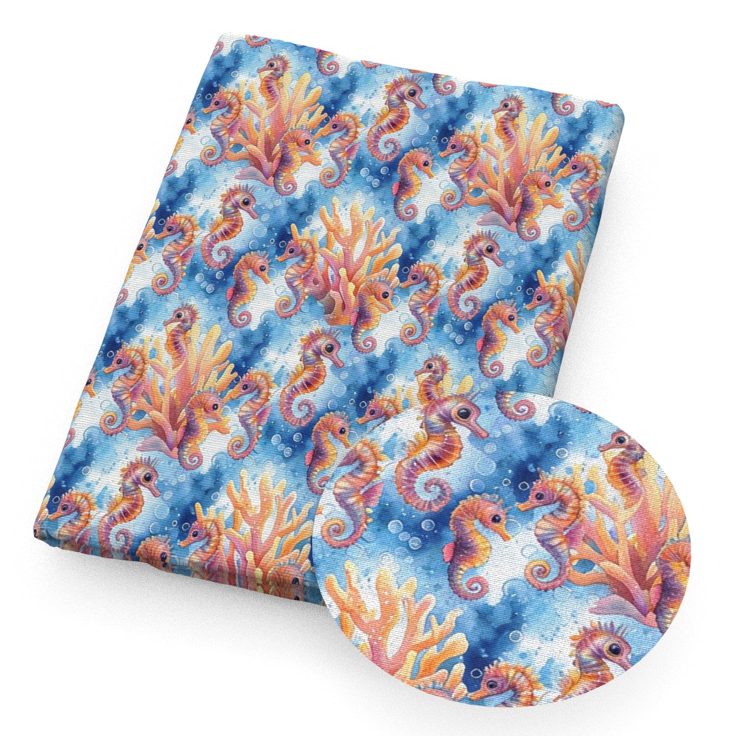 seahorse coral tie dye fabric