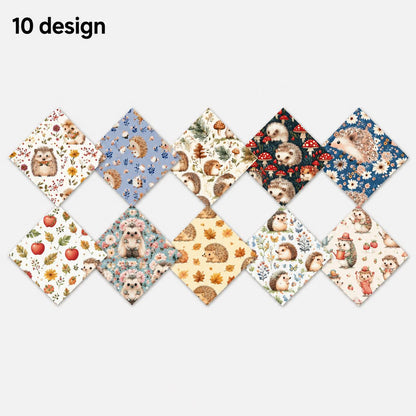 10Pc/Set Flower Hedgehog Series Strawberry Ladybug MushroomFat Quarter Fabric, Pre-Cut Square Fabric Assort, Fabric Set, Craft Fabric, Handmade DIY Patchwork Fabric,Home Quilting Sewing Fabric, Packaging Fabric, Scrapbooking Craft Hobbyist