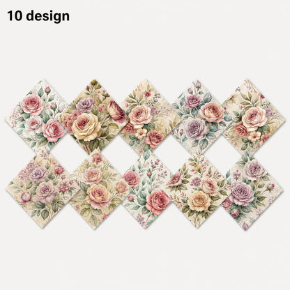 10pcs Charm Pack Set Floral Pattern Vintage Style Handmade DIY with Rich Color and Texture Elements 100% Polyester Patchwork in 10 Design Styles Suitable for Patchwork DIY Craft Projects DIY Wallet Making Gift Giving Bag Making Mother's Day Gift