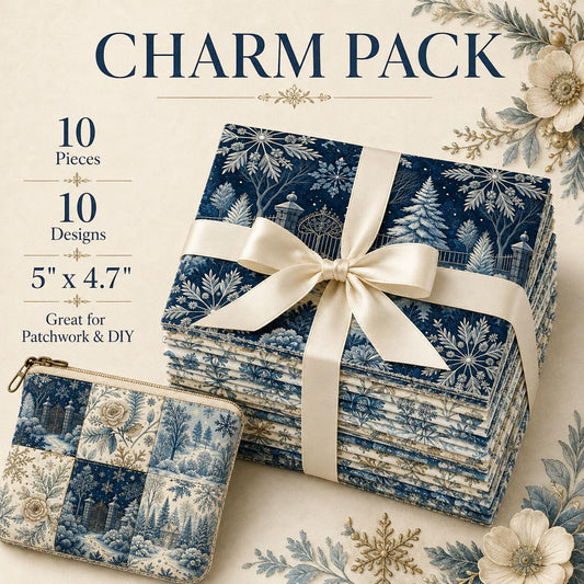 10Pc/Set Christmas Flower Blue Series Bird Leaves House Fat Quarter Fabric, Pre-Cut Square Fabric Assort, Fabric Set, Craft Fabric, Handmade DIY Patchwork Fabric,Home Quilting Sewing Fabric, Packaging Fabric, Scrapbooking Craft Hobbyist