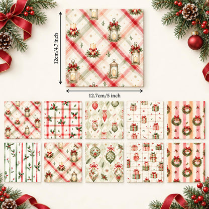 10Pc/Set Christmas Series Plaid Stripe Bowknot Bell Star Holly Fat Quarter Fabric, Pre-Cut Square Fabric Assort, Fabric Set, Craft Fabric, Handmade DIY Patchwork Fabric,Home Quilting Sewing Fabric, Packaging Fabric, Scrapbooking Craft Hobbyist