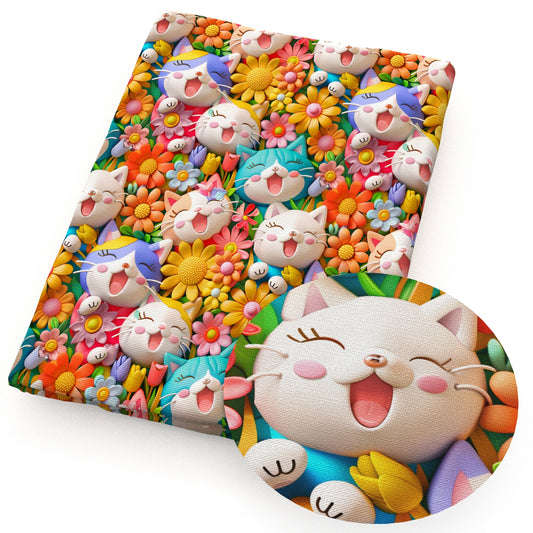 flowerfloral cat fabric