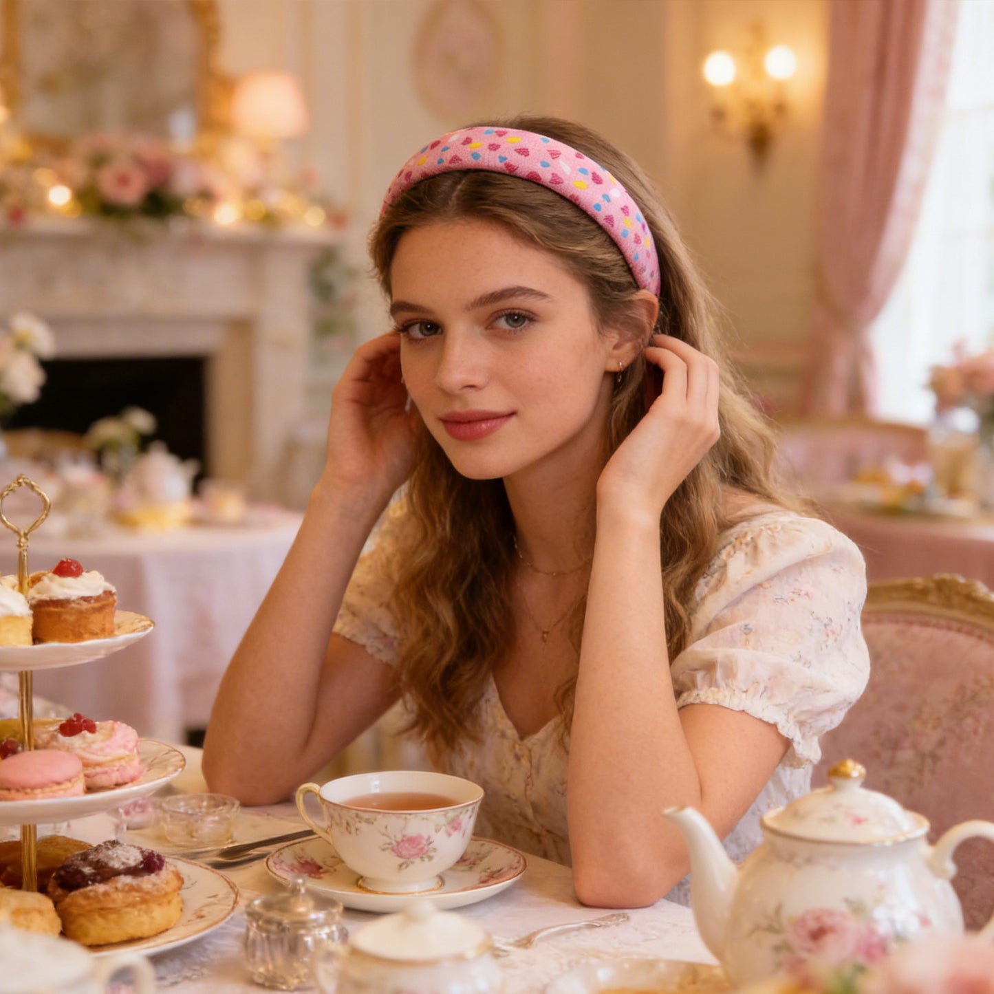 dots heart high cranial hairband