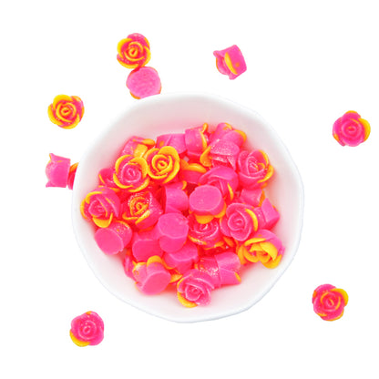 10Pcs 11mm/0.43in Virbant Colors Rose Shaped Flatback Resin Cabochons for DIY Scrapbooking Projects Jewelry Making Crafts Cardmaking Phone Case Decorations Ornaments Charms