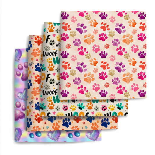 4Pc/set 7.87x7.87inch/19.68x17.7inch footprint series Precut Quilting Fabric Fat Quarter Fabric Bundle