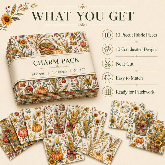 10Pc/Set Autumn Pumpkin Series Bowknot Corn Fat Quarter Fabric, Pre-Cut Square Fabric Assort, Fabric Set, Craft Fabric, Handmade DIY Patchwork Fabric,Home Quilting Sewing Fabric, Packaging Fabric, Scrapbooking Craft Hobbyist