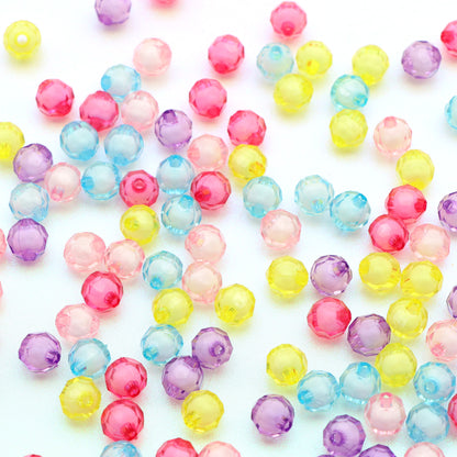 10Pcs Mix Color Acrylic Transparent Hexagonal Beads Imitation Crystal Beads Loose Beads Diy Handmade Beaded Mobile Phone Chain Bracelet Necklace Making Jewelry Accessories