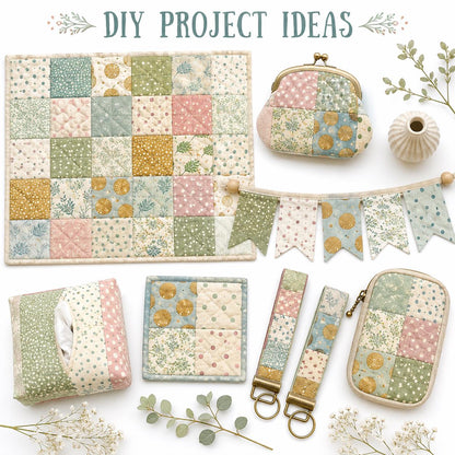 10pcs Charm Pack Set Floral Pattern 100% Polyester Patchwork in 10 Design Styles, Ready-to-Sew Without Cutting, Suitable For Patchwork Wallet Making Gift Giving Tote Bags Coasters DIY Craft Projects For Mother's Gift