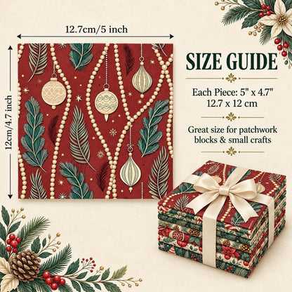 10Pc/Set Christmas Series Flower Tree Pinecones Star Fat Quarter Fabric, Pre-Cut Square Fabric Assort, Fabric Set, Craft Fabric, Handmade DIY Patchwork Fabric,Home Quilting Sewing Fabric, Packaging Fabric, Scrapbooking Craft Hobbyist