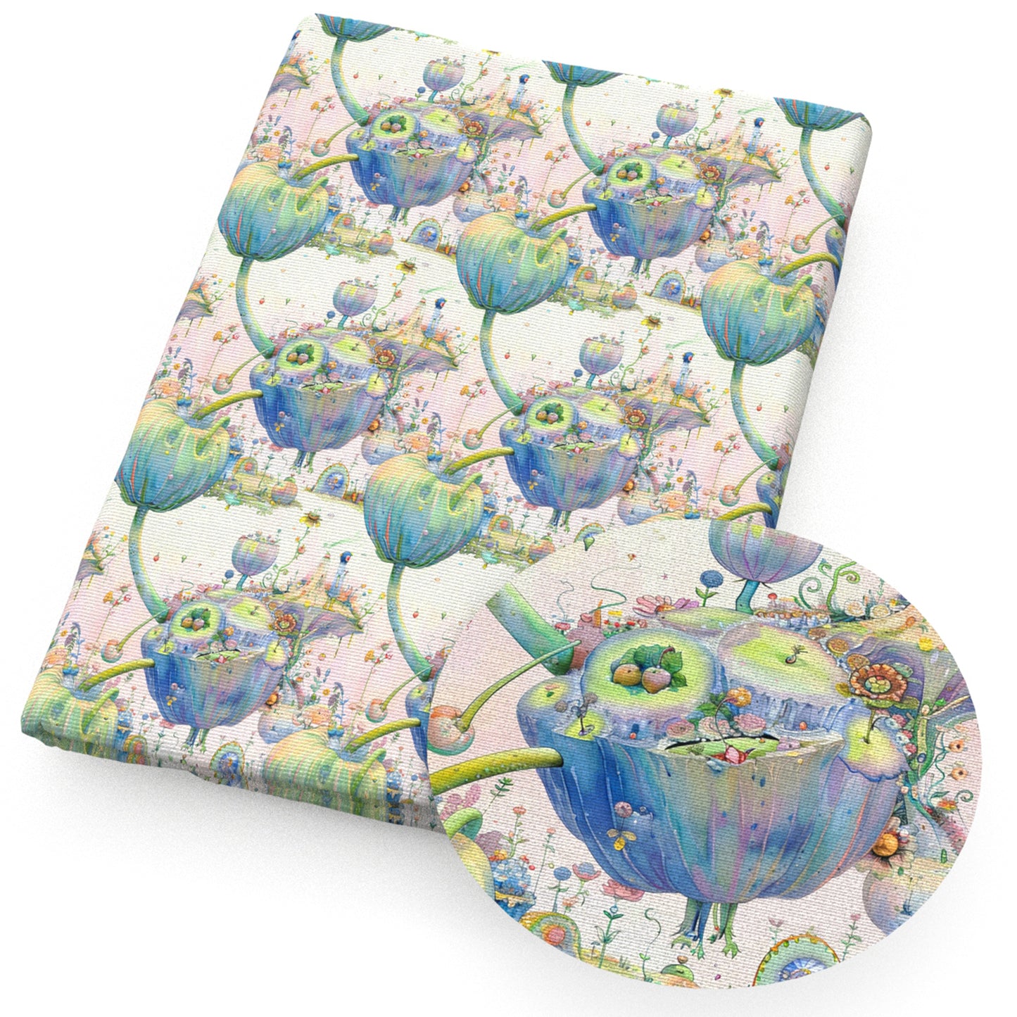 plant lotus flower girl abstract pattern fabric