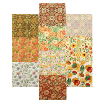 10pcs Charm Pack Set Floral Pattern Vintage Style Handmade DIY with Rich Color and Texture Elements 100% Polyester Patchwork in 10 Design Styles Suitable for Patchwork DIY Craft Projects DIY Wallet Making Gift Giving Bag Making Mother's Day Gift