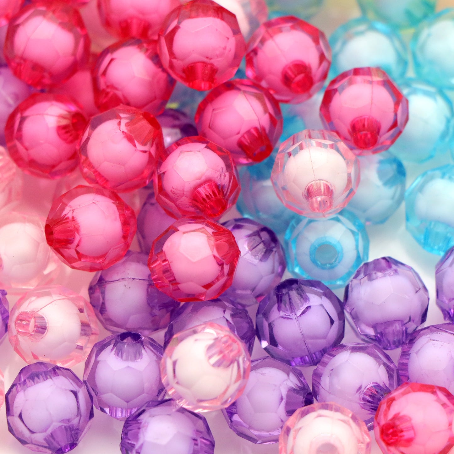 10Pcs Mix Color Acrylic Transparent Hexagonal Beads Imitation Crystal Beads Loose Beads Diy Handmade Beaded Mobile Phone Chain Bracelet Necklace Making Jewelry Accessories