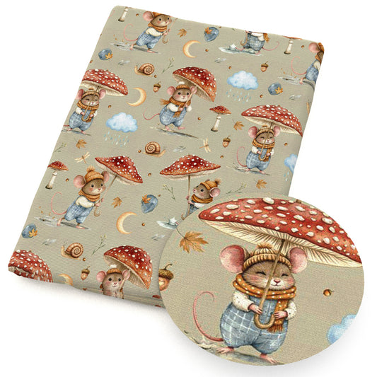 mouse mushroom umbrella snails cloud fabric